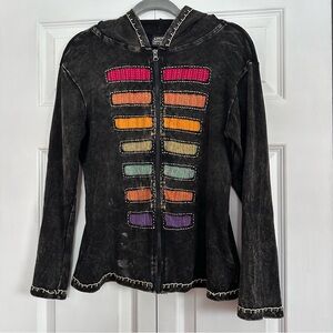 Shop Therapy Hippie Boho Style Multi-colored Zip-up Hoodie